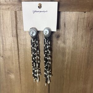 Free People Monochrome Beaded Dangle Earrings